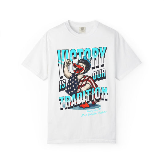 Victory Is Our Tradition Graphic T-Shirt — Patriotic Retro Cartoon Tee
