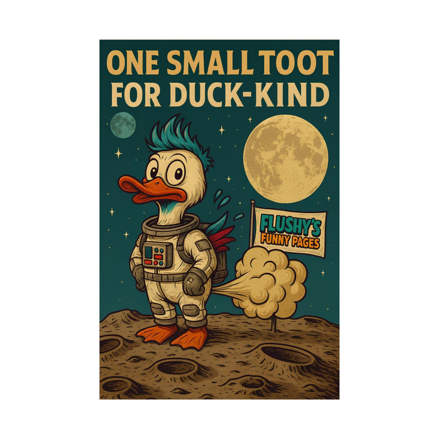 Funny Bathroom Poster — "Toot for Mankind" Matte Vertical Poster