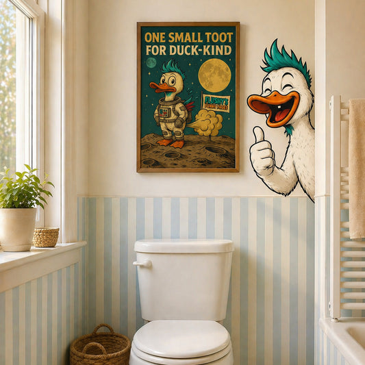 Funny Bathroom Poster — "Toot for Mankind" Matte Vertical Poster